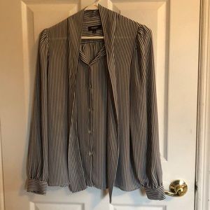 Gray and white striped blouse